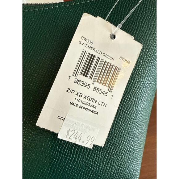 COACH NWT Emerald Green Silver Zip Top Crossbody Bag | NWT - Picture 8 of 10